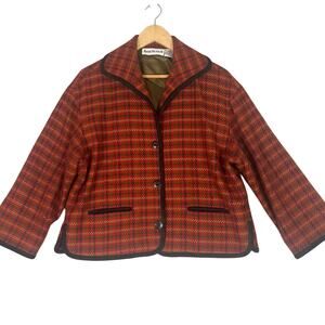 Vintage Ann Klein Wool Cashmere Cropped Jacket Womens Medium Houndstooth Blazer